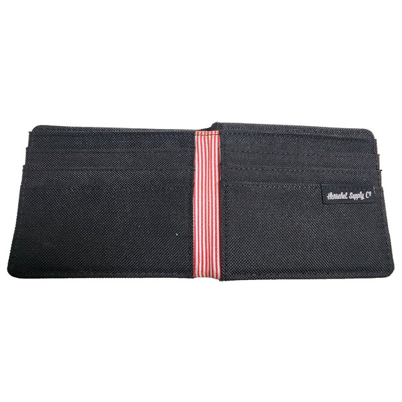 New Herschel Supply Designer Men's Street Style Logo Bi Fold Wallet Black - Picture 4 of 4